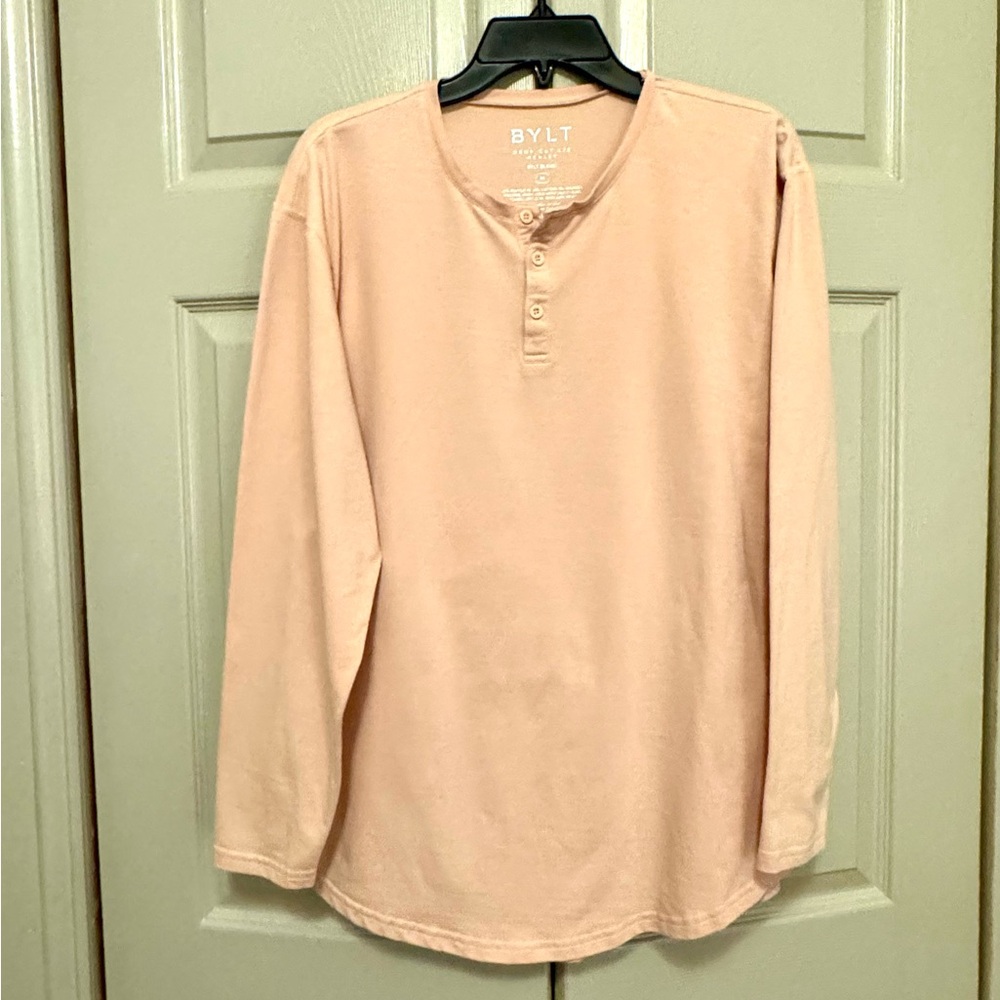 BYLT Basics Henley Drop Cut Long Sleeve Shirt